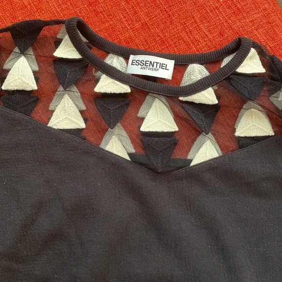 Essentiel Antwerp Black Sheer Geometric Sweatshirt - Picture 3 of 6
